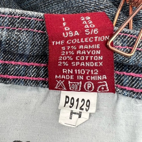 Miss Vigoss Blue Pink Stitched Wide Leg Jeans Size 5/6 Women’s - Picture 5 of 6